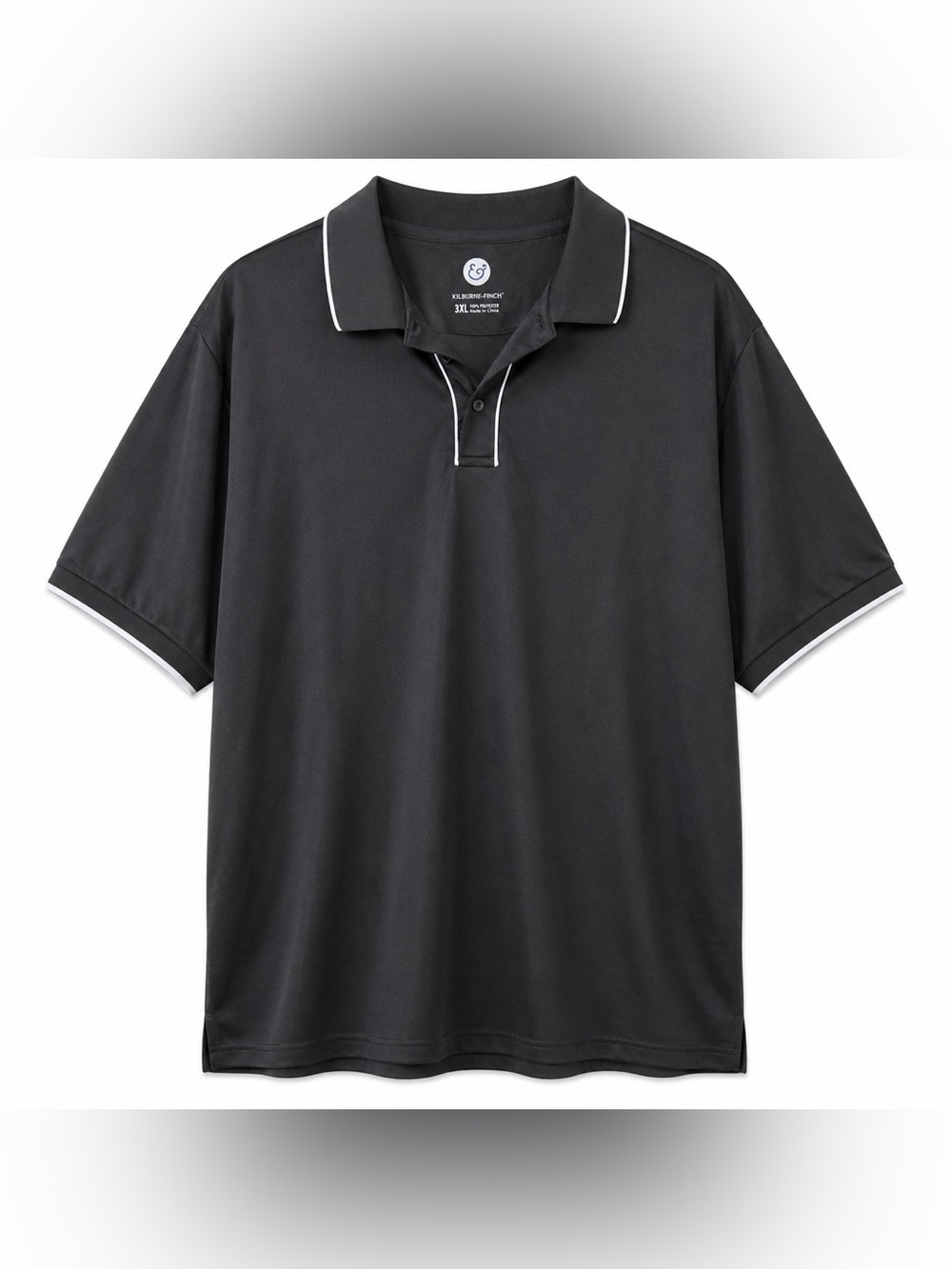 Kilburne & Finch Men’s Polo Shirt 3XL Black Performance Golf Casual Short Sleeve - Picture 1 of 3